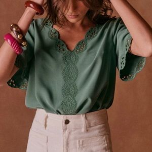 Sezane size 36 (4) Francia Blouse in Sage